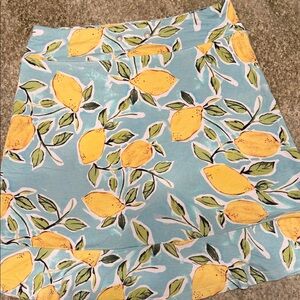 Women’s Lemon Print A-Line Skort - Yellow on Light Blue